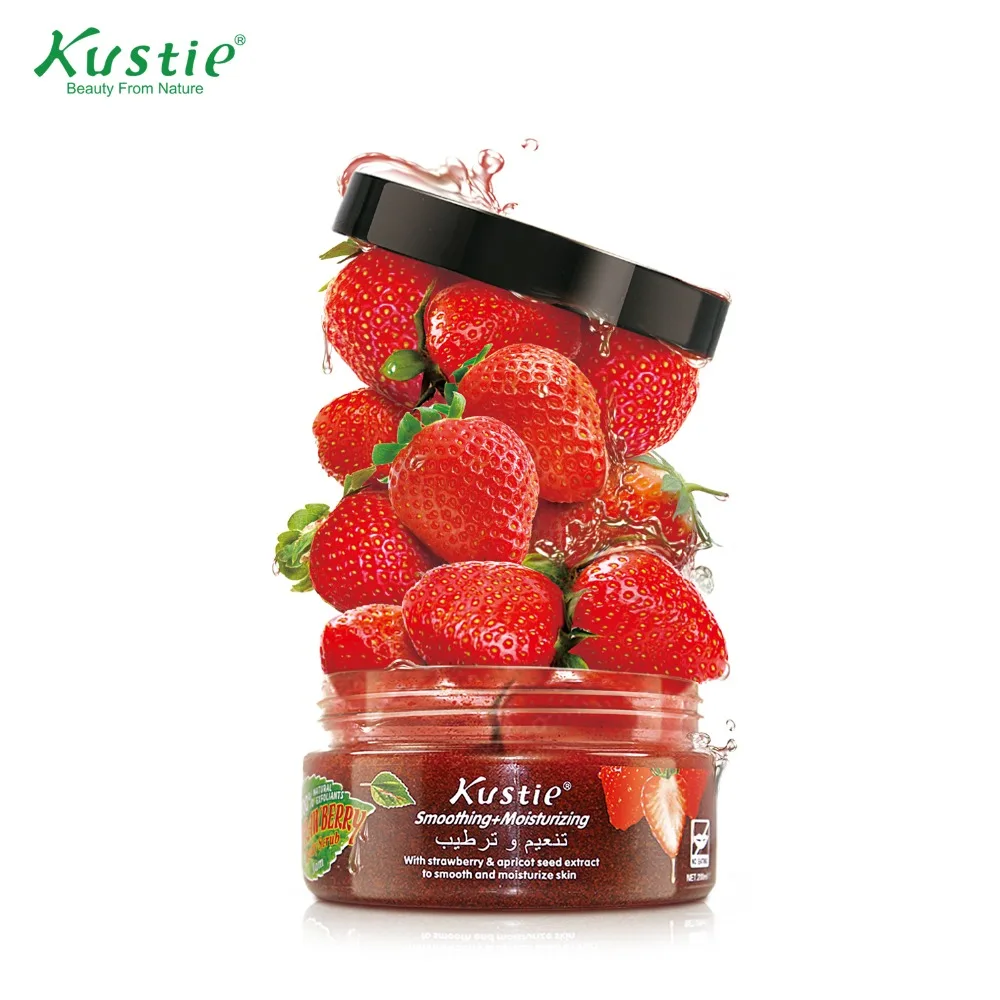 Kustie Moisturizing Exfoliating Body Scrub with 100 Natural Strawberry
