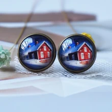 Дом серьги женские модные Стекло колошения серьги ручной работы в стиле ретро старинные бронзовые серьги 12 мм