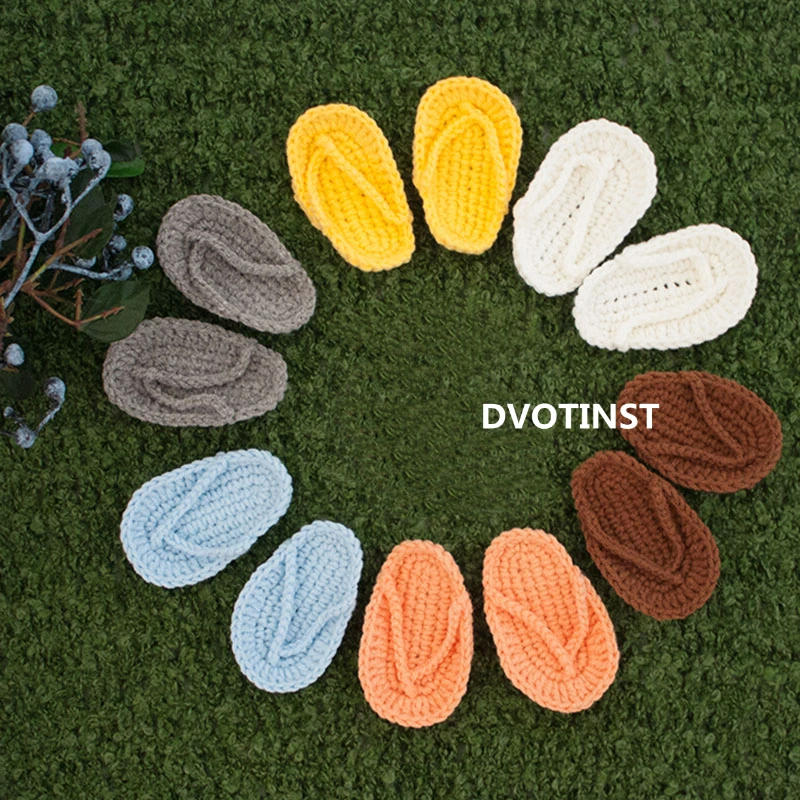 Dvotinst Newborn Photography Props Baby Knit Crochet Mini Slippers Little Flip Flop Bebe Studio Shooting Photo Prop Accessories | Мать и