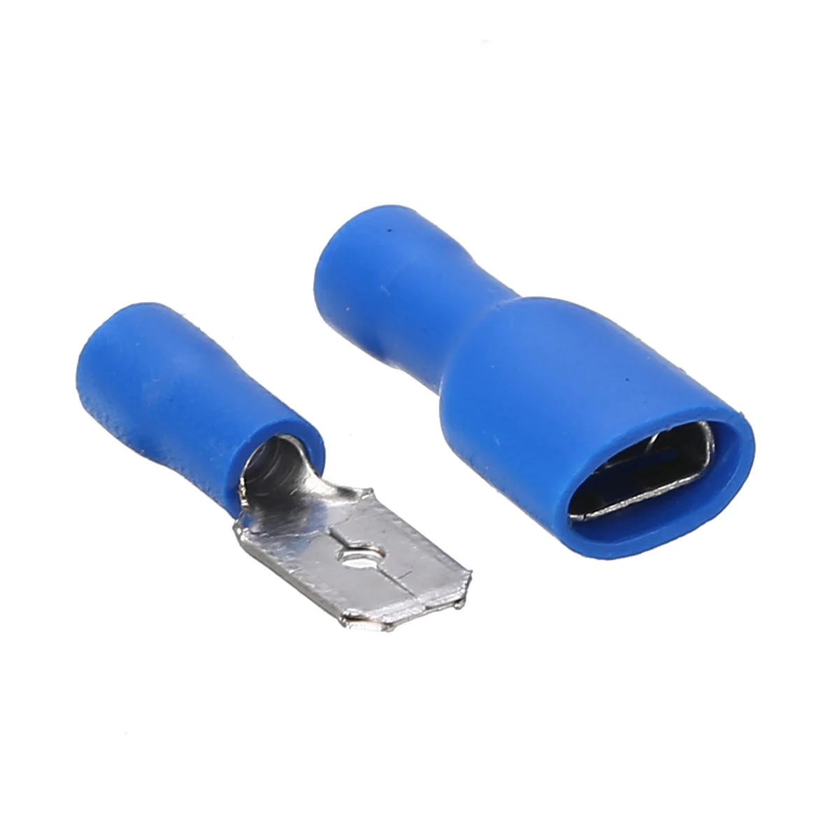 100pcs New Blue Insulated Female & Male Spade Crimp Terminal Connector for Audio Wire 16-14 AWG Cable Electrical Equipment
