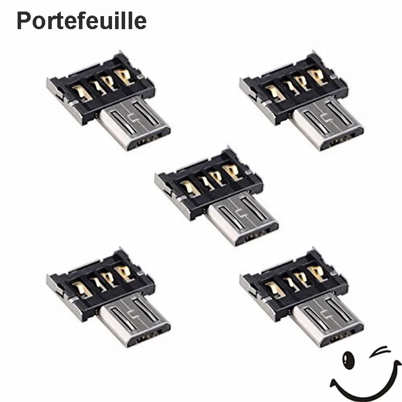 5 шт./лот Portefeuille Мини Micro USB 5pin OTG разъем адаптера для Xiaomi сотовый телефон Планшеты
