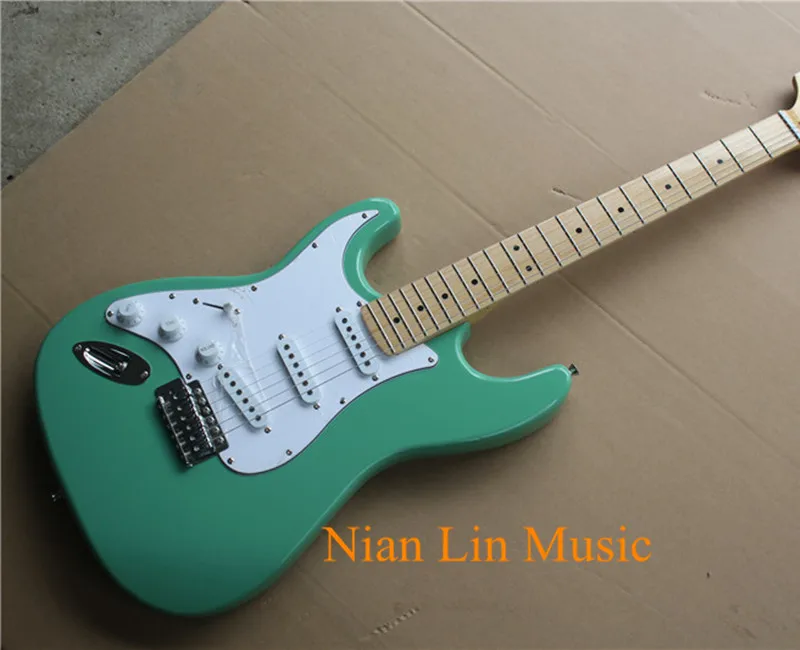 

Left-hand Electric Guitar,Green Color Body,Maple Fingerboard,White Pickguard,Reverse Headstock,can be Customized