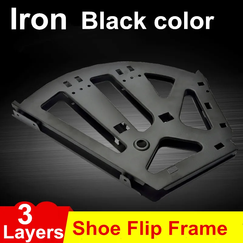 

1Pair Iron Shoe Rack Flip Frame 3 Layers option Black Color Hidden Hinge