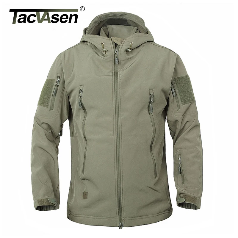 TACVASEN Army Camouflage Coat Military Tactical Jacket Men Soft Shell Waterproof Windproof Jacket Coat Plus Size
