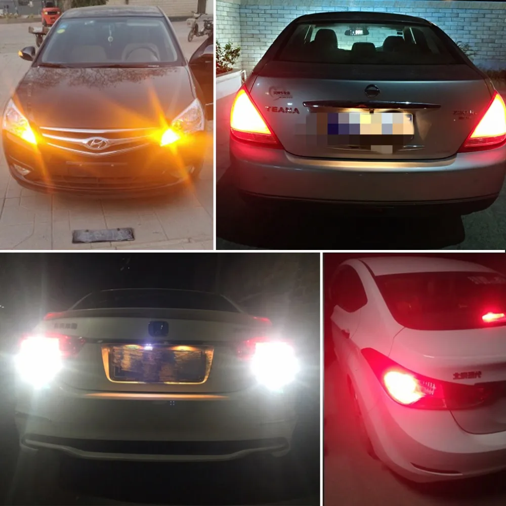 2 шт. 7440 7443 SRCK T20 светодиодный W21W W21/5 Вт WY21W светодиодный лампы автомобиля задний фонарь заднего тормоза задний фонарь лампы белого цвета-красный, желтый, авто светодиодные лампы 12V 24V
