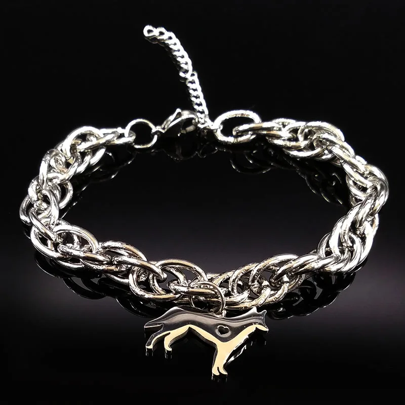 

2019 Silver Color Pokemon Stainless Steel Bracelets Women German Shepherd Necklace Jewelry Gift pulseras mujer moda B17900