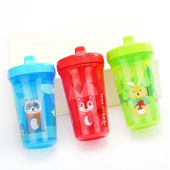 

300ml Baby Feeding Bottle Cute Cartoon Print Straight Infants Cup Large Caliber Baby Drinking Cup