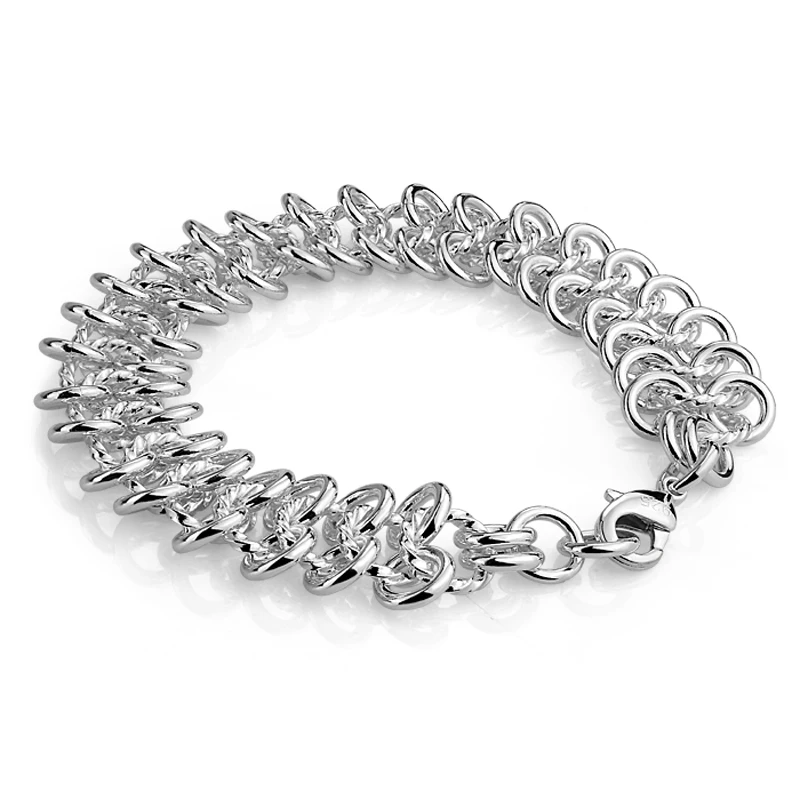 Wholesale fashion sterling silver bracelet solid 925 sterling silver 18MM20cm bracelet for women
