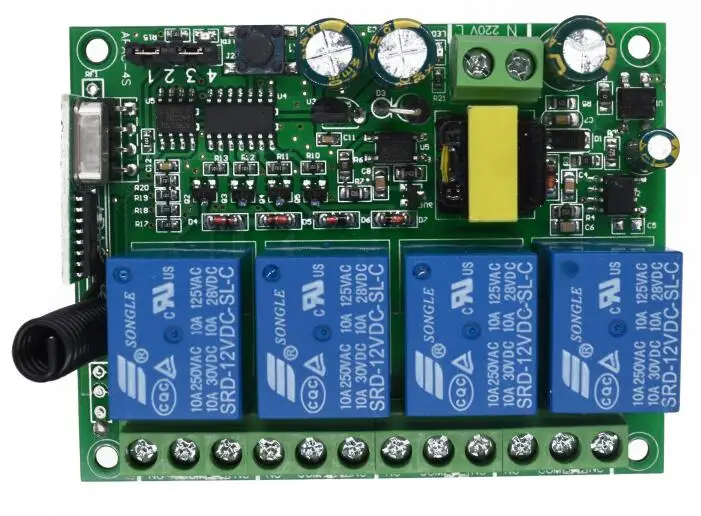 433 mhz AC220V 220 V 4CH RF беспроводной пульт дистанционного управления релейный переключатель системы безопасности для трубчатого двигателя гаражной двери лампа для жалюзи