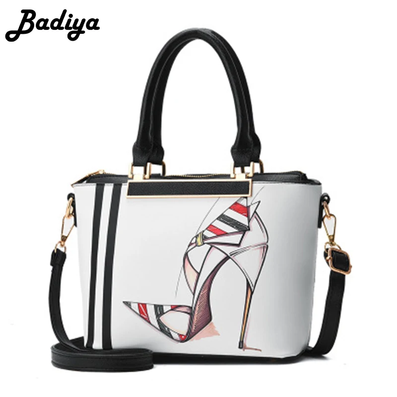 

Leather Print Message Bag Casual Daily Shopping White Handbag Tote Lipstick Patten Top-handle Large Capacity Shoulder Bag
