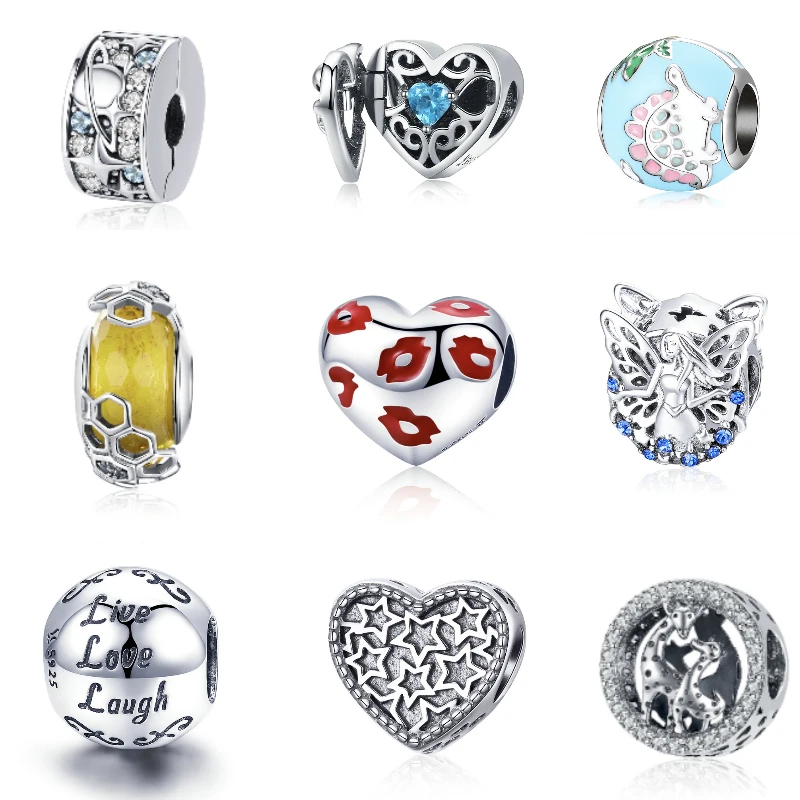 

925 Sterling Silver Beads Star Moon Planet Clip Beads for Jewelry Making fit Original Pandora Bracelets Women DIY Jewelry