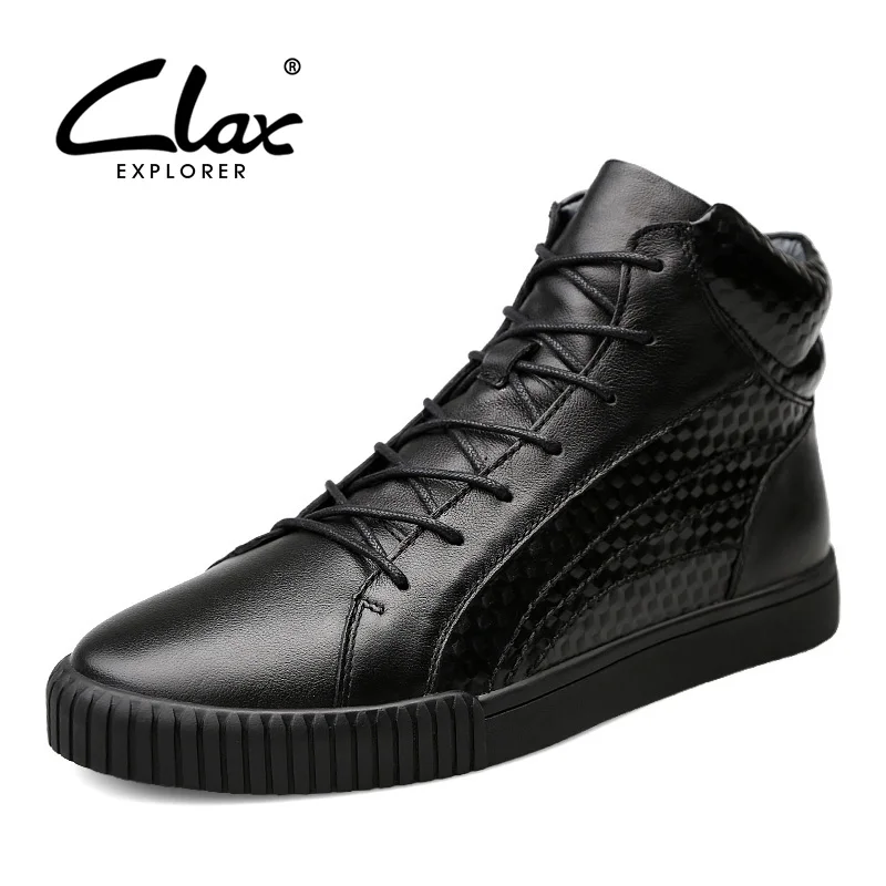 

CLAX Mens Ankle Boots Genuine Leather 2017 Winter Boot Male Fur Warm Snow Shoes Autumn Shoe Fashion Leather Boot Casual Footwear