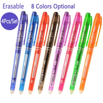 

DELVTCH 4pcs/set Erasable Pen 0.5mm Erasable Refill 8Colors Gel Pen Ink Available For Office School Student Writing Stationery