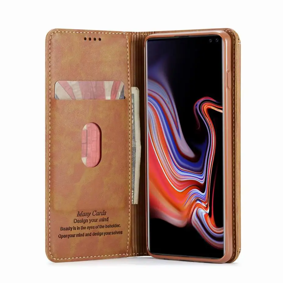 Подлинная Кожаный чехол для samsung galaxy S10 S10e S9 S9 плюс многофункциональный флип чехол для samsung S10 e Plus 6 слотов для карт держатель