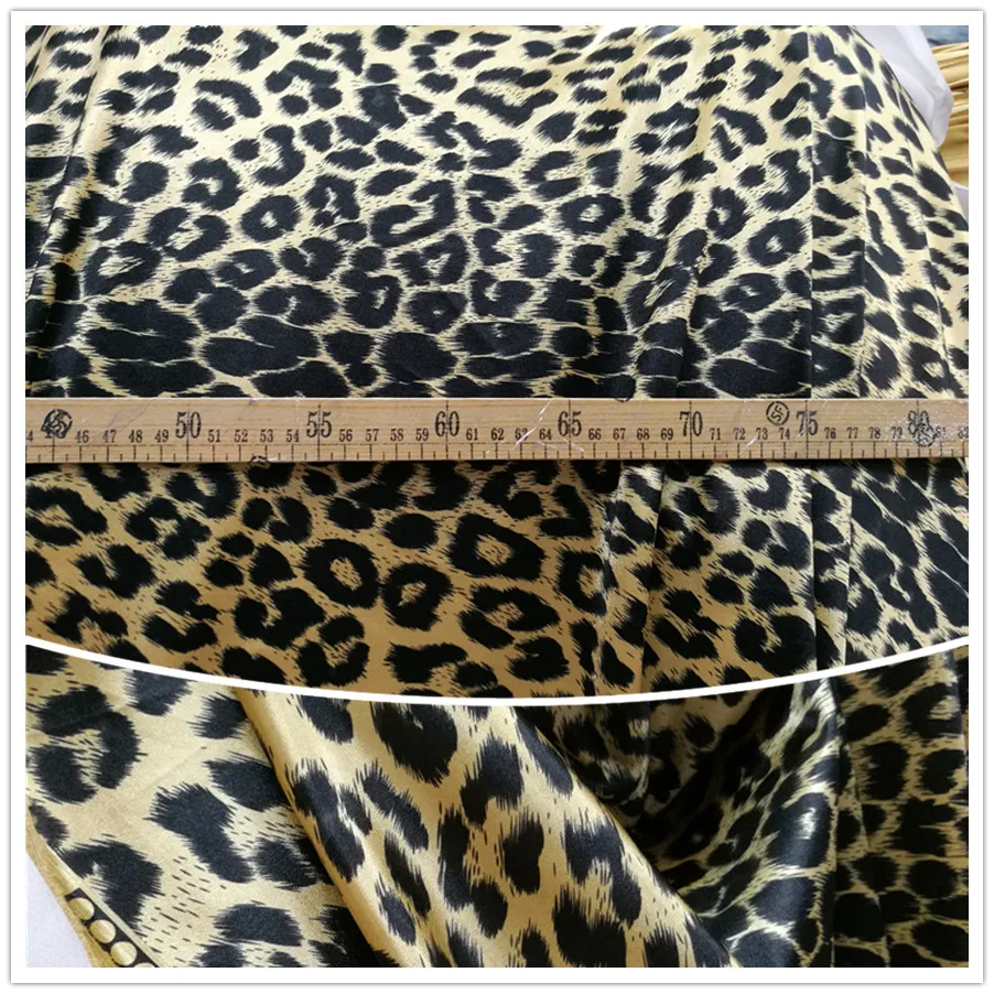 

Stretch satin leopard print fabric