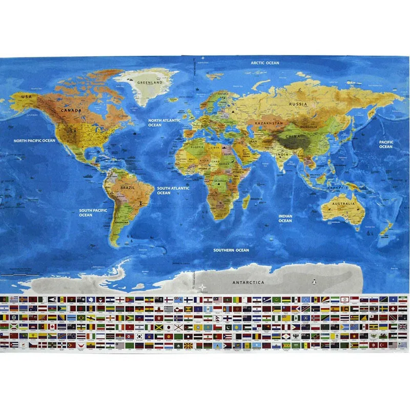 

82.5x 59.4 Cm Deluxe Erase World Map Travel Scratch Off Map Gold Foil Travel Map Best Decor School Office Stationery Supplies