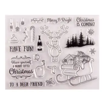 

Christmas Elk Silicone Clear Stamp Seal DIY Scrapbook Embossing Album Decor Craft Art