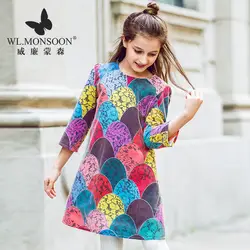 WL. Monsoon/Брендовое платье для девочек новое осеннее платье 2019 года детское платье принцессы на три четверти Детские платья для девочек