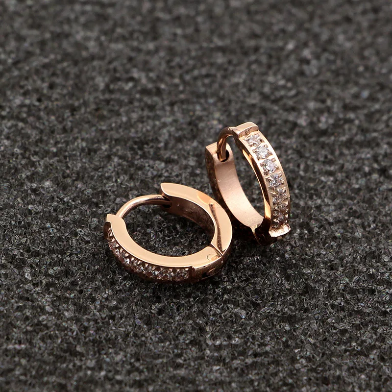 

Stainless Steel Gold Color Personality Half Circle CNC Stone Round Hoop Earrings for Women Jewelry Gift
