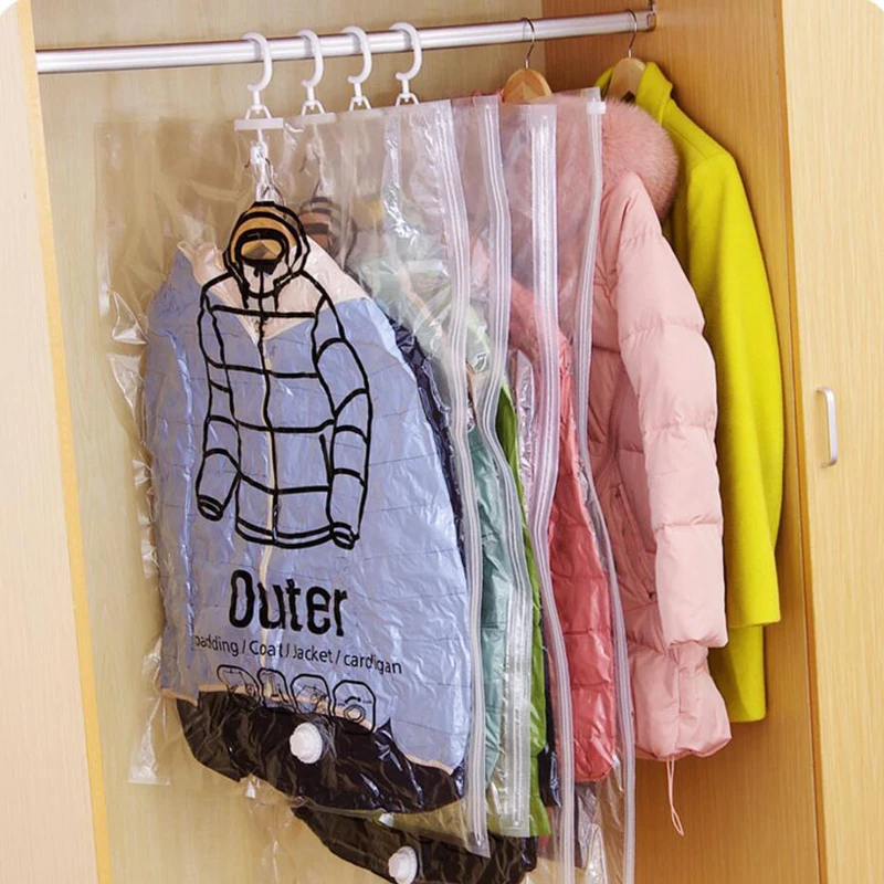 Vacuum Clothing Covers Bag Foldable Transparent Border Compression