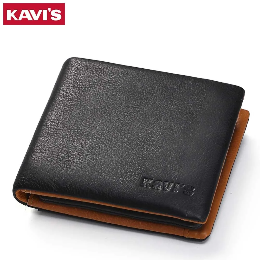 

KAVIS Genuine Leather Wallet Men Coin Purse Male Cuzdan Small Walet Portomonee PORTFOLIO Slim Mini Perse Vallet Money Bag and