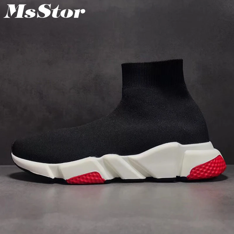 

MsStor Men Flats Breathable Light Knitting Flat Shoes For Man Slip On Solid Lovers Sneakers Fashion Black Men Flat Shoes Brand