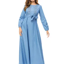 Длинные халаты богемные качели мусульманская одежда повседневные джинсы Макси платье вышивка абайя плюс размер кимоно свободные винтажные