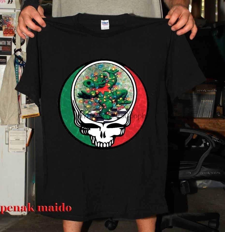 

Vtg Reprint Grateful Dead Skull X Mas Black Tee Gilldan T Shirt Usa Size