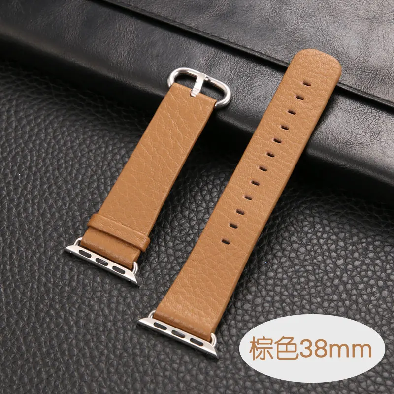 wrist Band for Apple Watch 44mm 40mm genuine leather loop 38mm 42mm for iwatch series 5 4 3 2 1 Strap link Bracelet women straps - Цвет ремешка: Коричневый