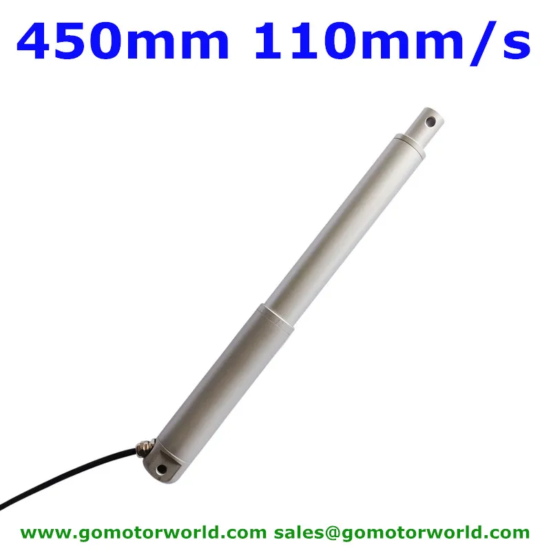 

Waterproof 12V 24V 450mm adjustable stroke max 600N 60KG 132LBS load 110mm/s speed DC motor linear actuator