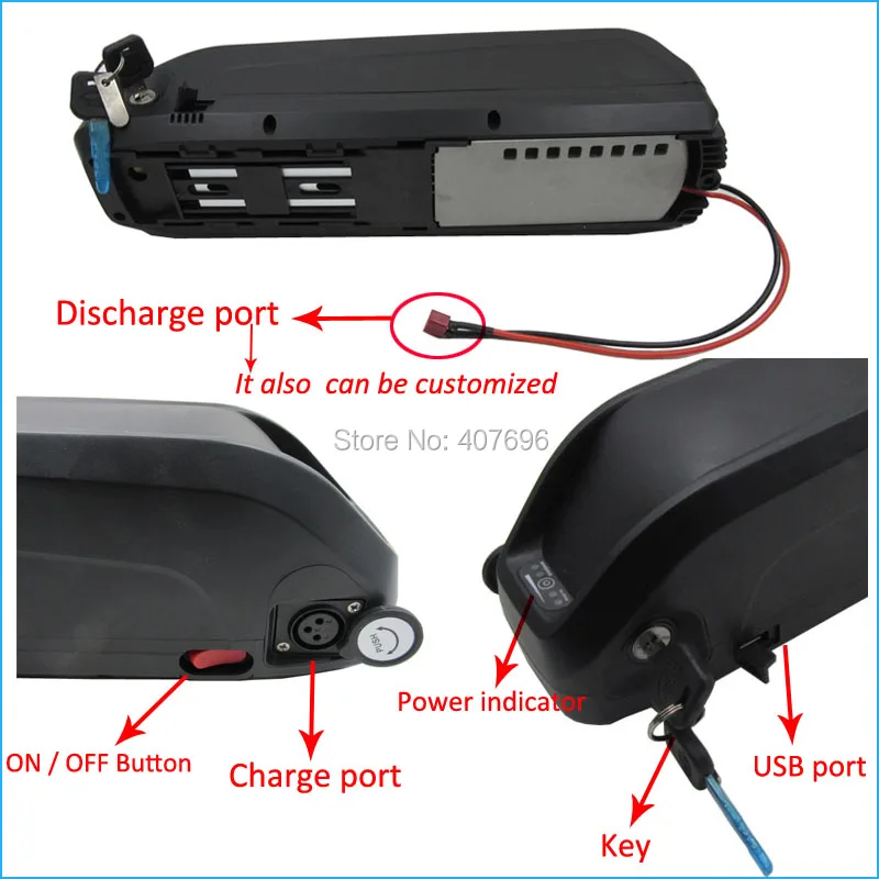 Best 500W 36 V Hailong battery 36V 10AH lithium battery 36 Volt E-Bike battery with USB Port 15A BMS 42V 2A Charger free customs fee 1