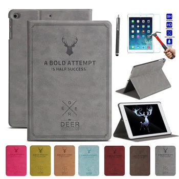 

XSKEMP Ultra Slim Smart Magnetic Leather Cover Sleep Wake For iPad Air2 iPad 6 9.7 Protective Case Stand + Tempered Glass Film