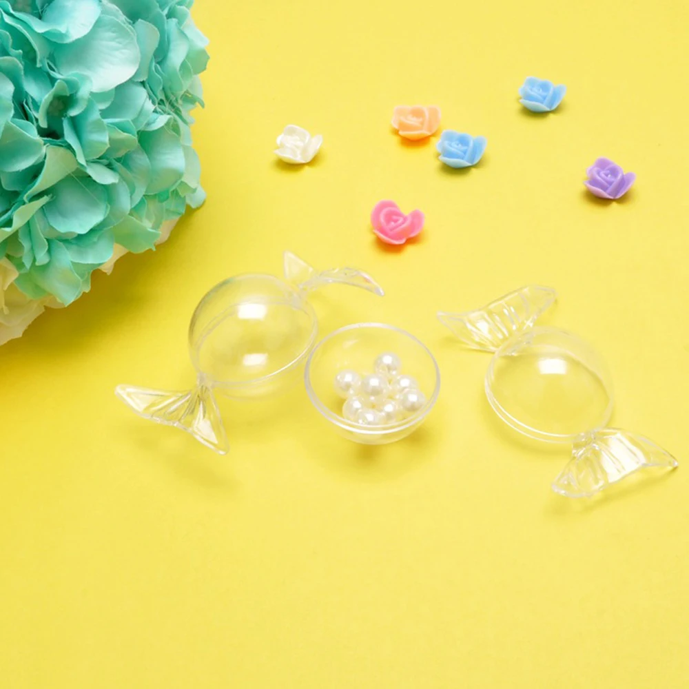 

12pcs/Lot Transparent Candy-shaped Plastic Candy Box for DIY Wedding Party Gift Container for Friends Lovers Chic Decoration P20