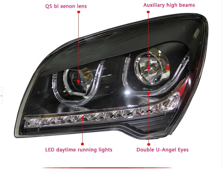 2007-2013 светодиодный головной свет для kia sportage фары панель светодиодных ламп DRL Биксеноновые линзы HID комплект ангельские глазки головной лампы для стайлинга автомобилей