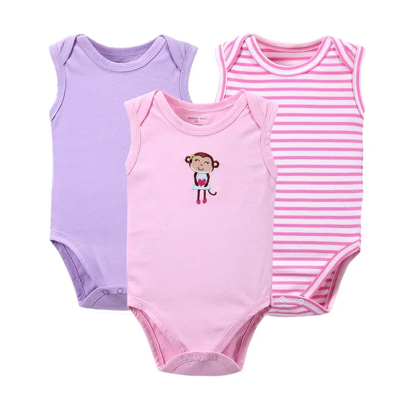 WH16302 Newborn Baby Summer Clothes Sleeveless Baby Girl Sets 3 pcsset Cute Animal Baby Boy Girl Bodysuit Baby Wear Infant Clothing  (5)