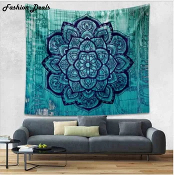

Blue Mandala Tapestry Indian Hippie Wall Hanging Art Tapestries Bedspread Bed Sheet Belgium Boho Beach Towel Blanket New Bedding