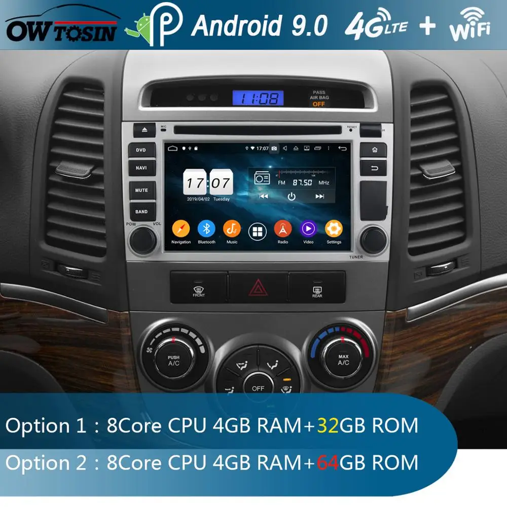 

6" IPS 8Core 4G RAM+64G ROM Android 9.0 Car DVD Radio Multimedia GPS Navi For Hyundai Santa Fe 2005 DSP CarPlay Parrot BT Stereo