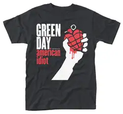 Green Day 'AMERICAN IDIOT ALBUM COVER 'T-SHIRT-NUOVO E ORIGINALEHipster крутые топы с круглым вырезом