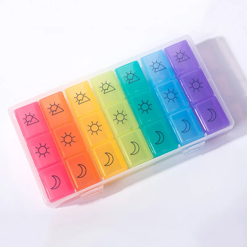 Travel Friendly 3 Times A Day 7 Day Pill Organizer for Storage of Pills with 21 Compartments for Healthy Care