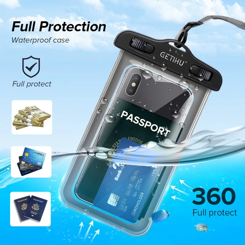 Universal Cover Waterproof Phone Case For iPhone X 8 7 6 6S SE Coque Pouch Bag Case For Samsung Galaxy S8 Swim Waterproof Case