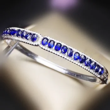

Natural real sapphire bangle 0.6ct*16pcs gemstone Free shiping For men or women 925 sterling silver Fine jewelry #XY193706