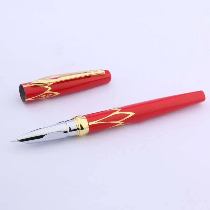 Fountain Pen HERO Classic GOLDEN and black red Trim F Nib School Student Office Gifts Stationery