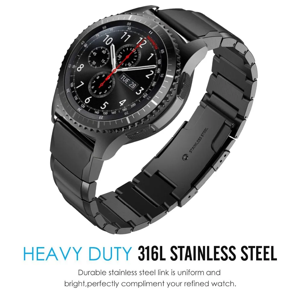 22 мм 20 мм ремешок для часов samsung Galaxy s3 42 46 мм Amazfit Bip Pace Motor 360 ремешок из нержавеющей стали gear S3 S2 Classic