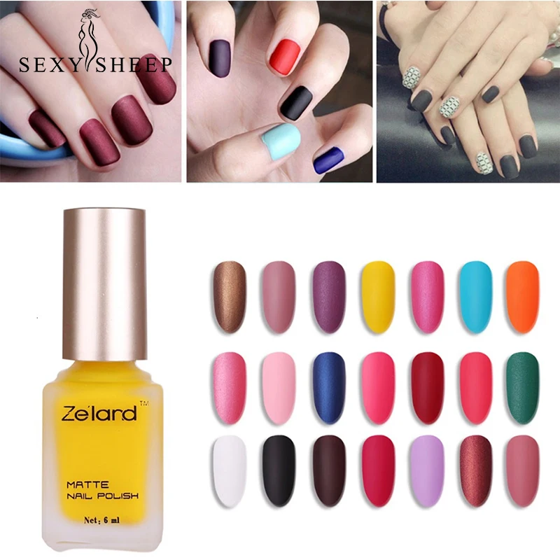 

SEXYSHEEP 6ml Matte Nail Polish Pure Color Nail Art Varnish Matte Purple Grey 24 Colors Polish Manicure Nail Art Lacquer