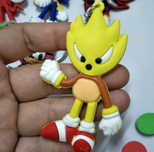 Sonic the Hedgehog PVC части и аксессуары подвеска Украшение унисекс сумка цепь Подвески брелок для ключей - Цвет: Синий