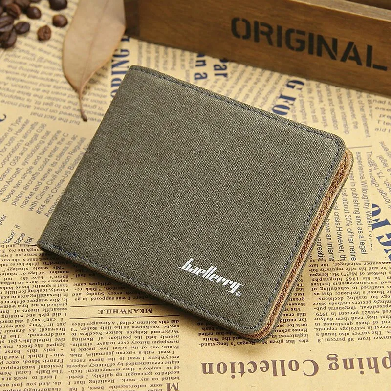  Man Canvas Mens Wallets Top Quality Wallet Card Holder Multi Pockets Credit Cards Purse For Male Simple Design Brand Purses 
