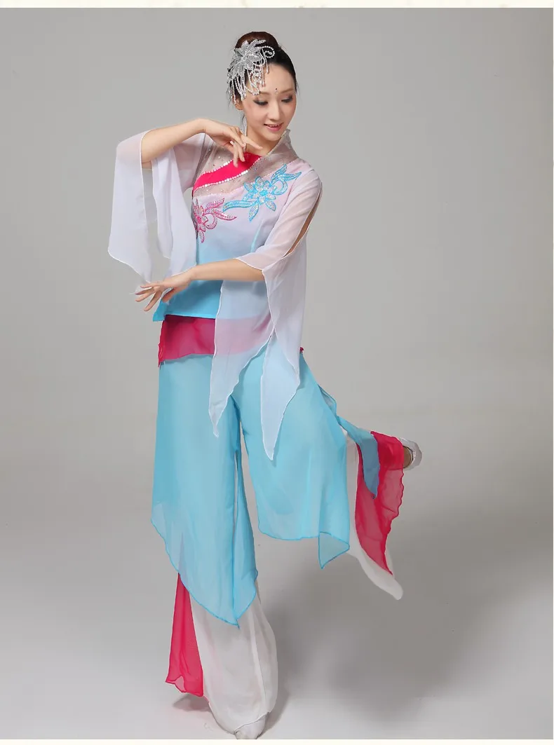 Chinese classical dance costumes female Hanfu national dance Fairy Embroidery sequinded stage performanceclothes yangko dance