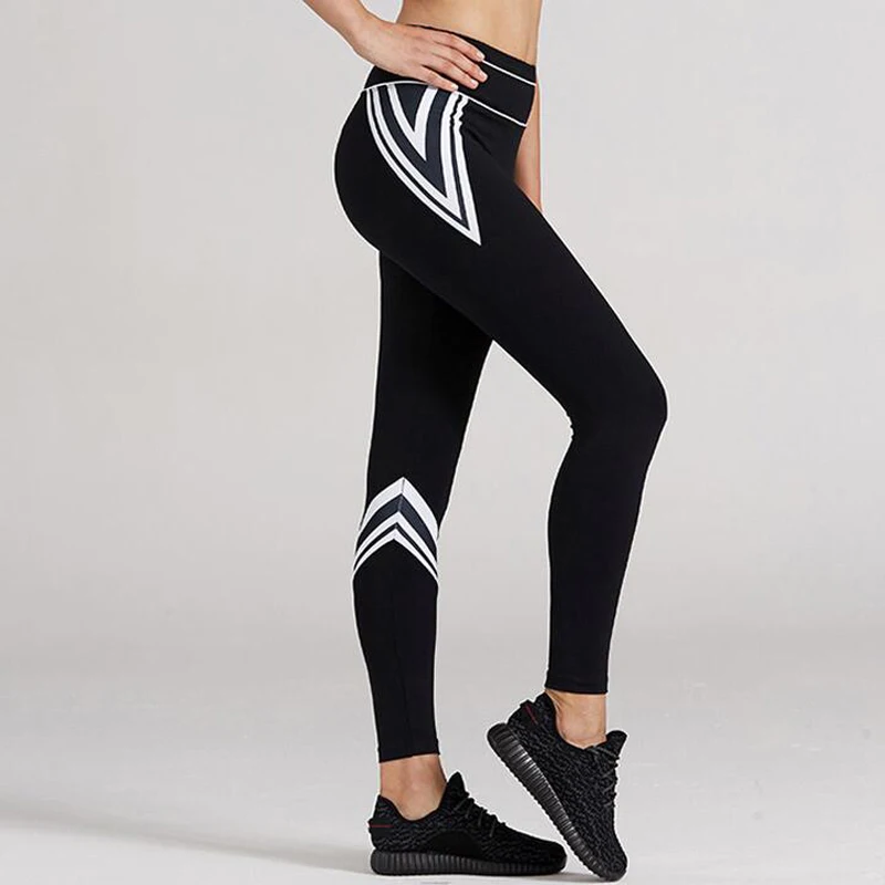 2017 new Arrival Black Leggings White printed sporting women leggings sexy fitness lady legging leisure women sportes legging
