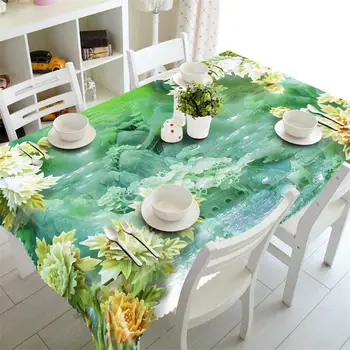 

turquoise table cloth Waterproof 3D Tablecloth rectangular picnic round table covers Customized size Cushion cover