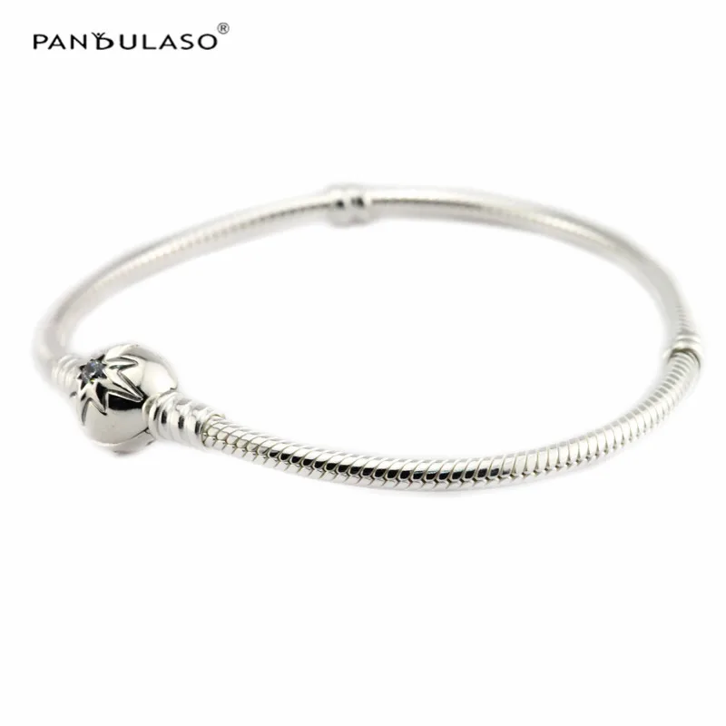 

Pandulaso Starry Sky Clasp Bracelet Fits European Bangle 100% 925 Sterling Silver Bracelets for Women Snake Chain DIY Jewelry